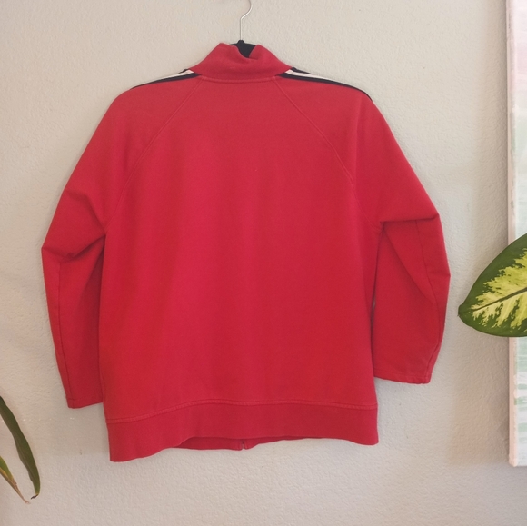 Vintage 80s Lauren Ralph Lauren Classic Preppy Red Logo Striped Sleeve Hoodie - Picture 4 of 5